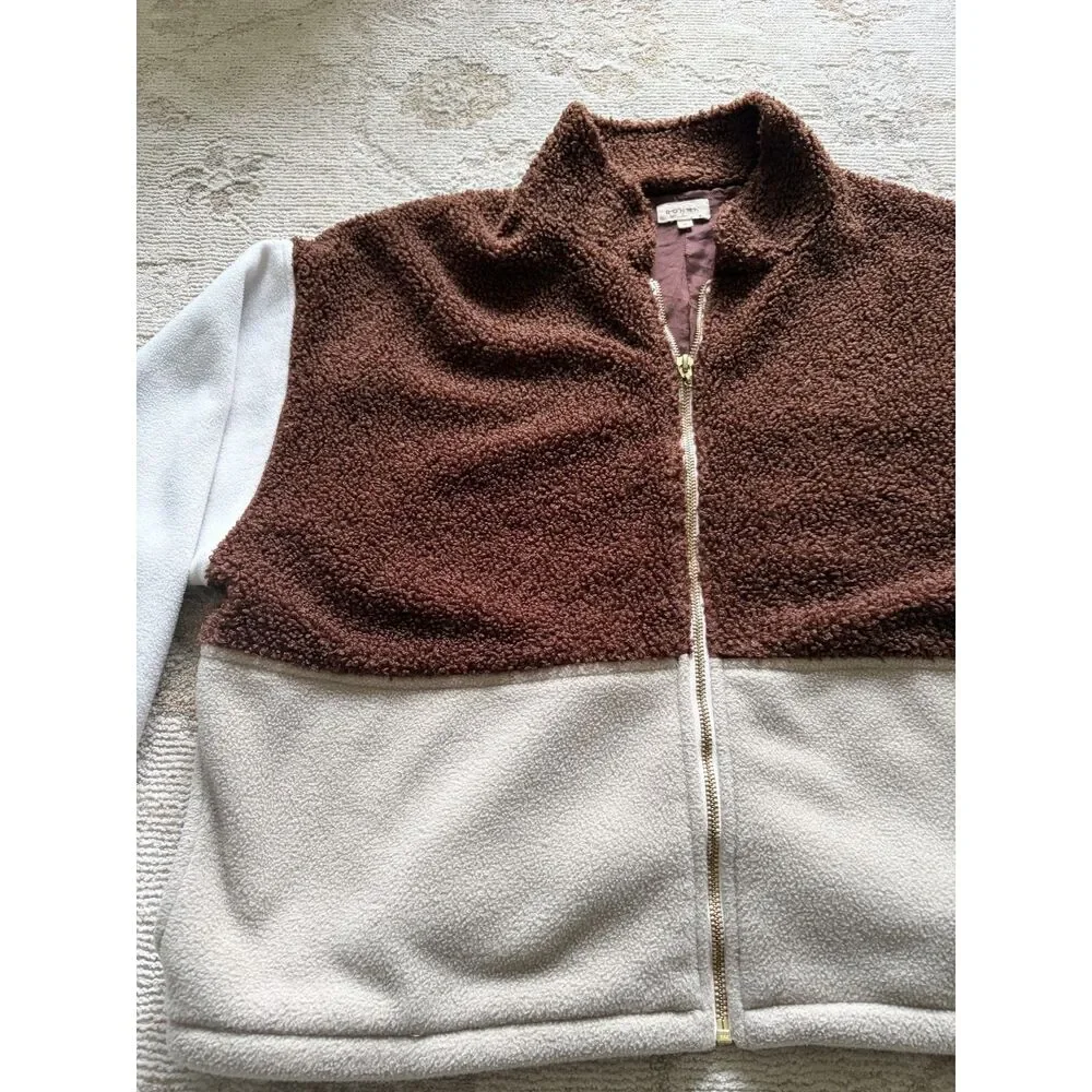 DONNI Women's Tri-Fleece Jacket  Brown/Cream - Picture 5 of 7